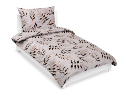 povleceni bavlnene s hotelovou kapsou list seda cerna 140x200 70x90 cm