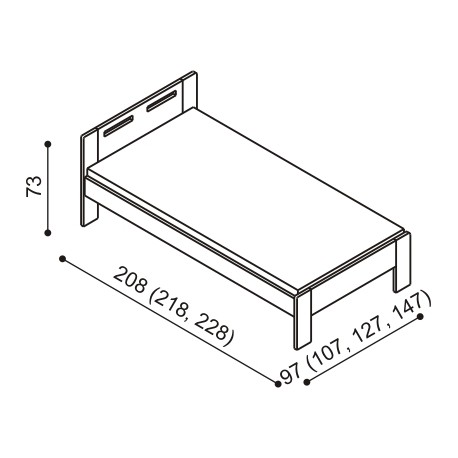 Jelínek DALILA buk cink Rozměr: 90x200 cm, Materiál: Dub, Moření: Přírodní (obrázek 3)