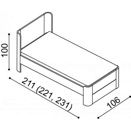 Jelínek Lara Rozměr: 100x200 cm, Materiál: Dub, Moření: Přírodní (obrázek 3)