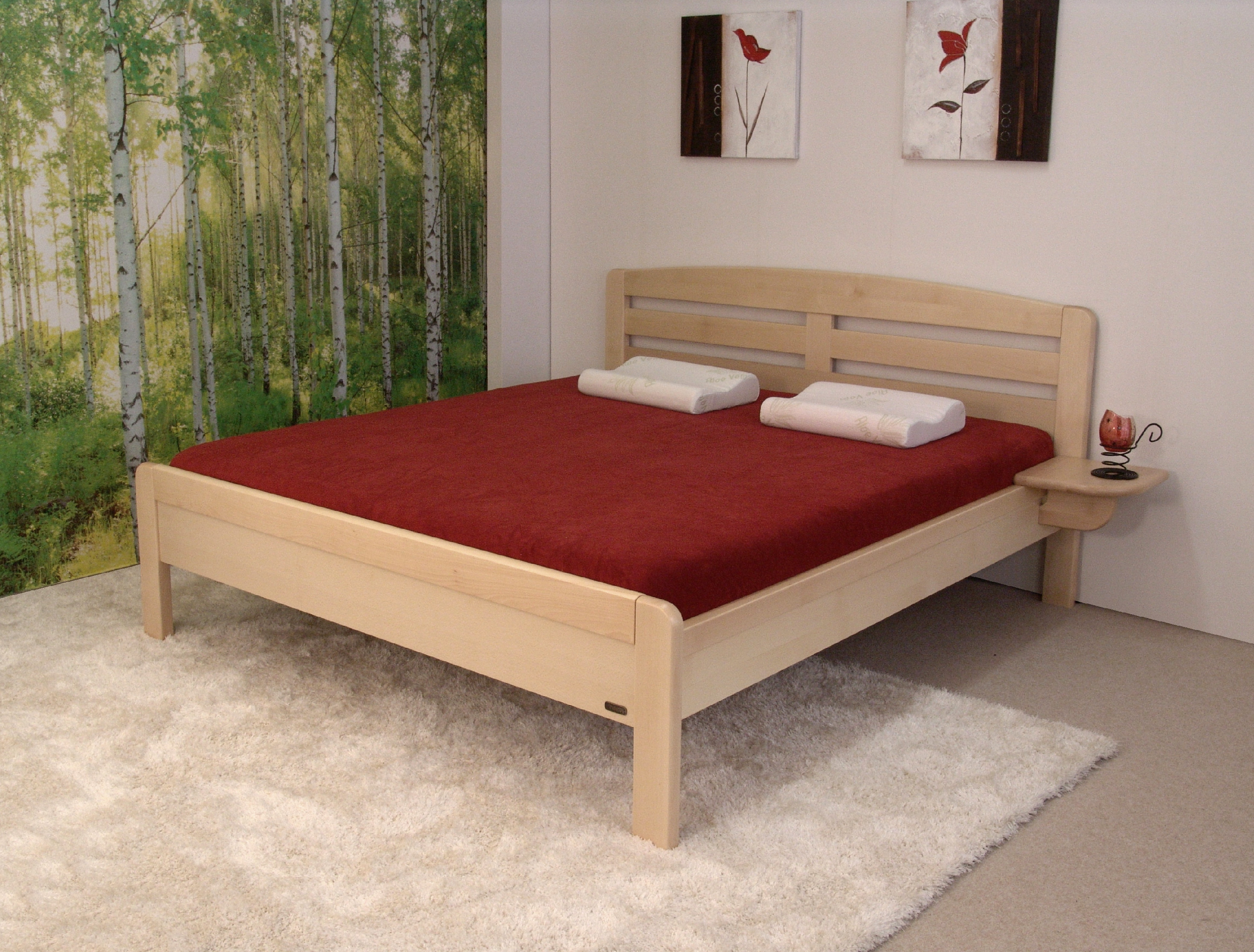 Levně Dřevěná postel Apollon Rozměr: 130x200 cm, Moření: Buk - bílá, Typ: Bez paty