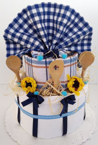 Levně VER Textilní dvoupatrový kuchyňský dort modrý