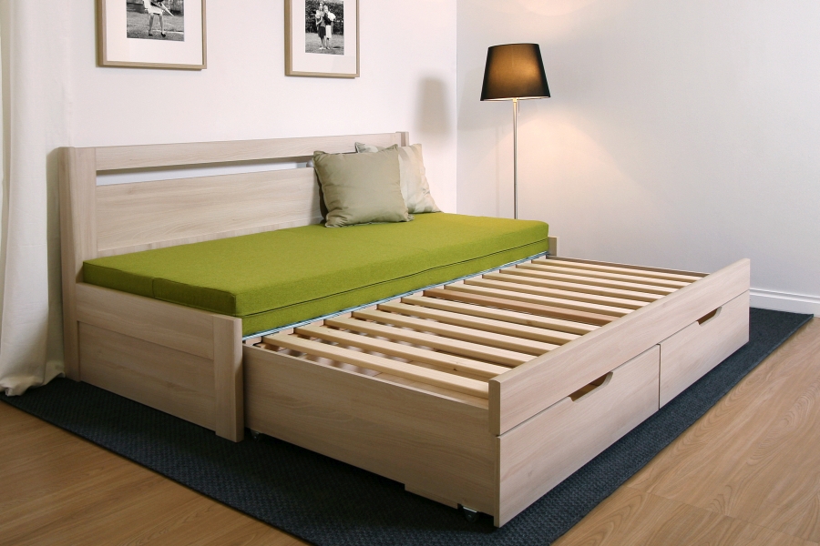 Levně BMB Postel TANDEM PLUS bez područek - Průběžný Buk Rozměr: 90/170x200 cm, Provedení rohů: Rovné, Moření: Šedá