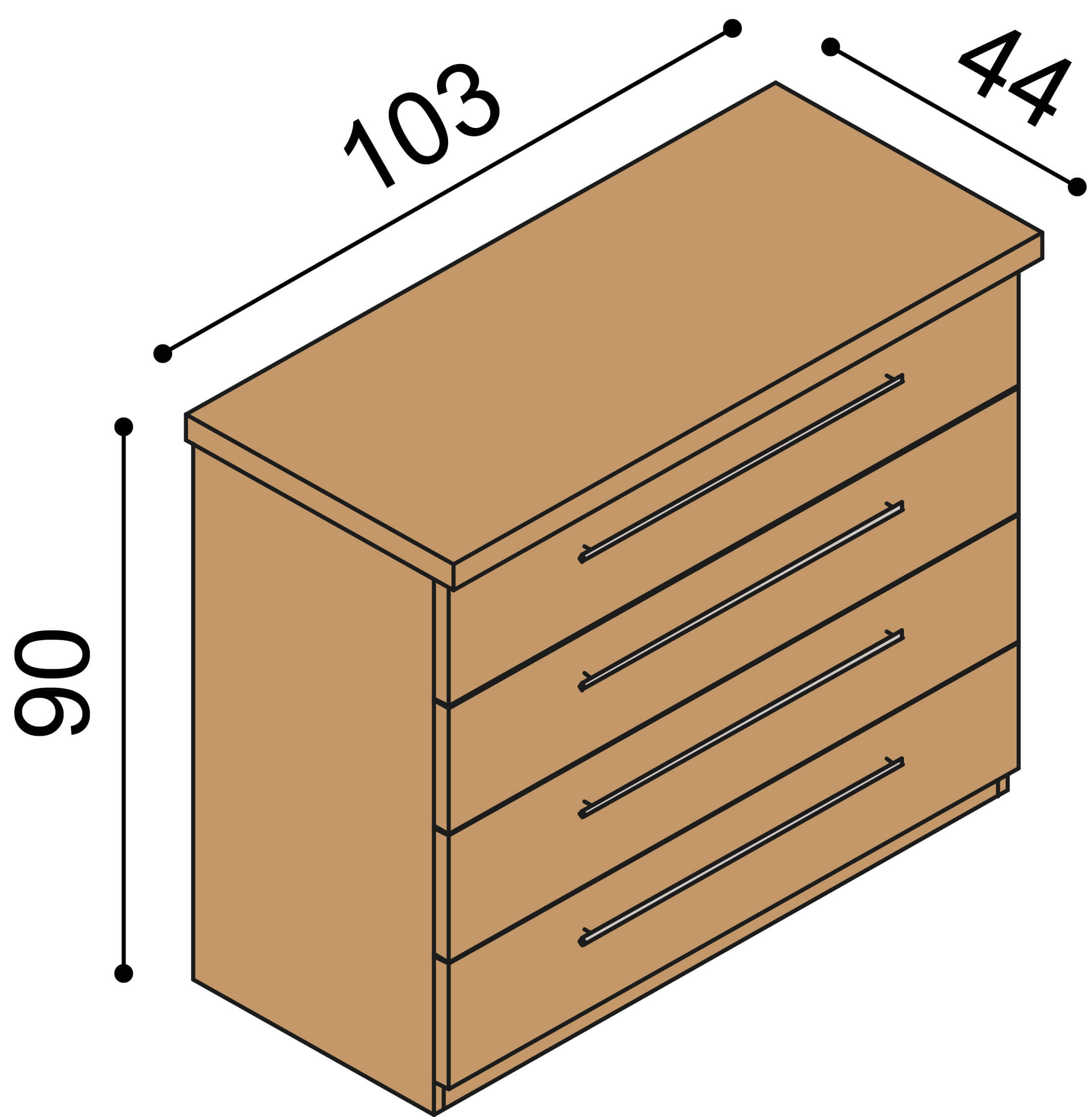 Komoda JELÍNEK RÁCHEL R2Z4 Materiál: Dub, Moření: Přírodní (obrázek 3)