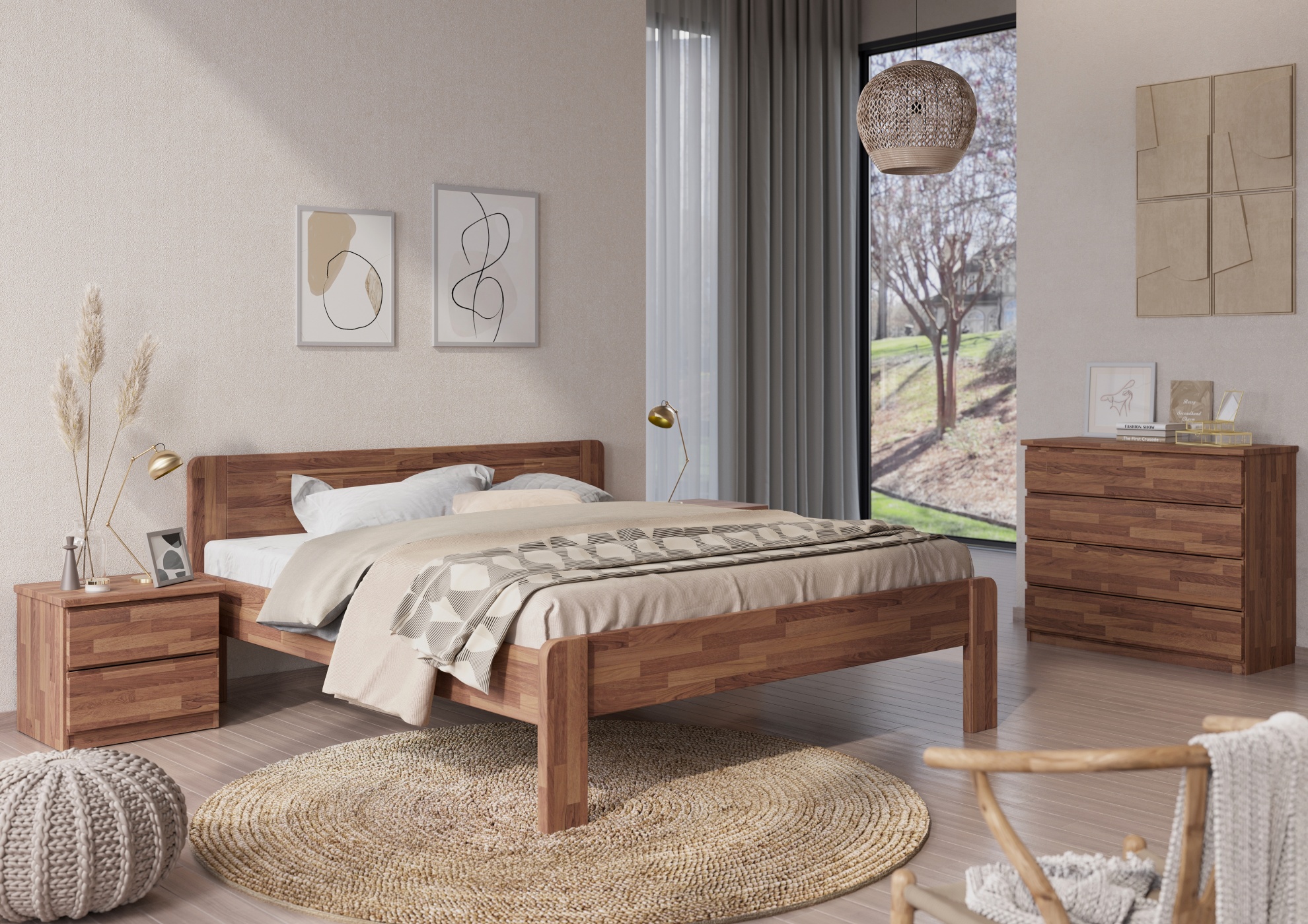 Postel JELÍNEK RADITA CINK Rozměr: 160x200 cm, Materiál: Buk, Moření: Dark