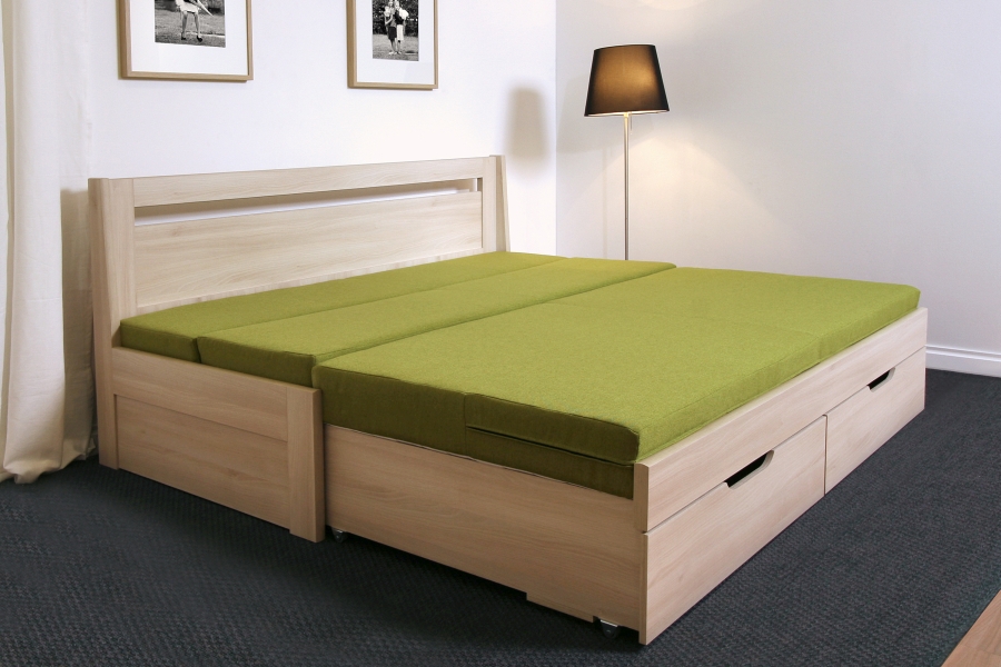 BMB Postel TANDEM KLASIK bez područek - průběžný buk Rozměr: 90/180x200 cm, Provedení rohů: Rovné, Moření: Natur olej (obrázek 3)