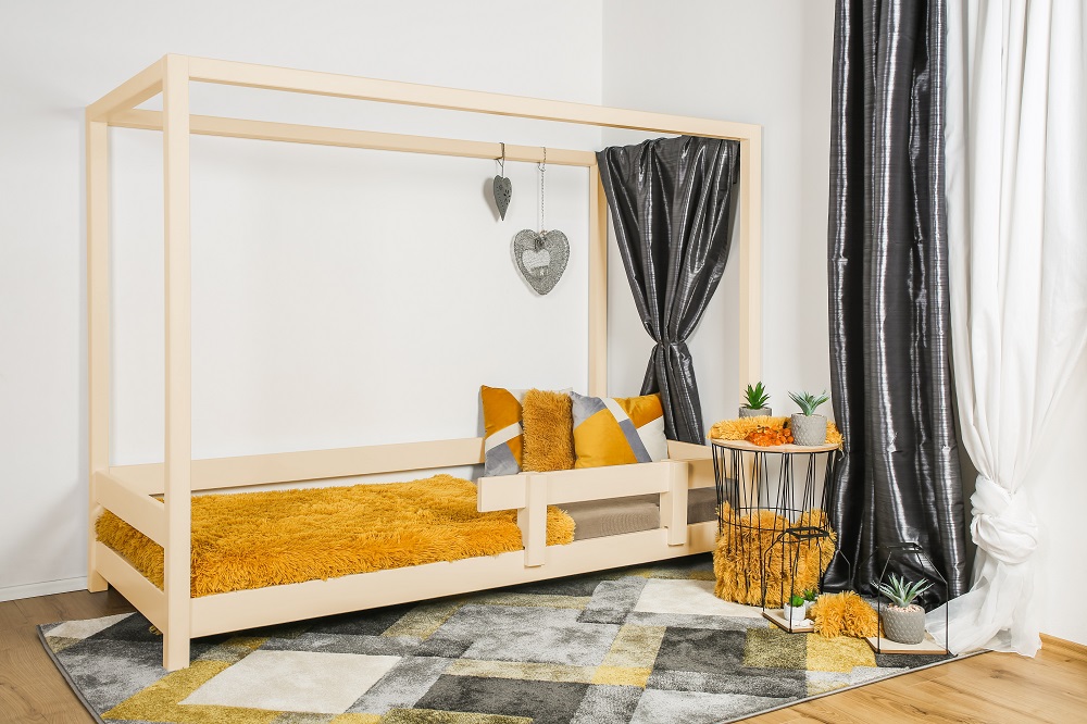 Levně Vyspimese.CZ Dětská postel Míša se zábranou Rozměr: 80x160 cm, Barva: lak