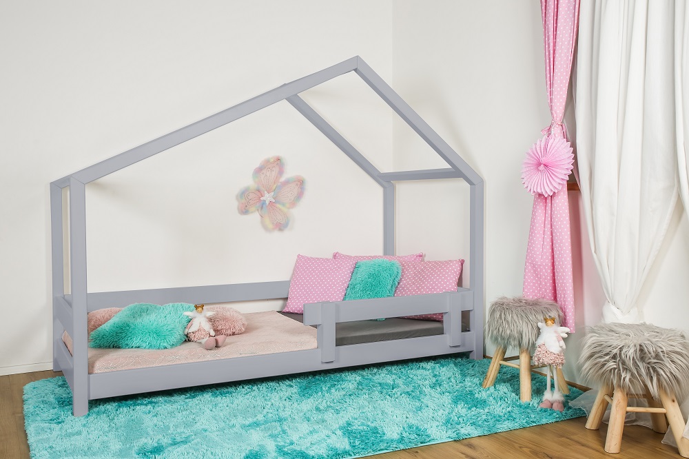 Levně Vyspimese.CZ Dětská postel Elsa se zábranou Rozměr: 90x200 cm, Barva: šedá