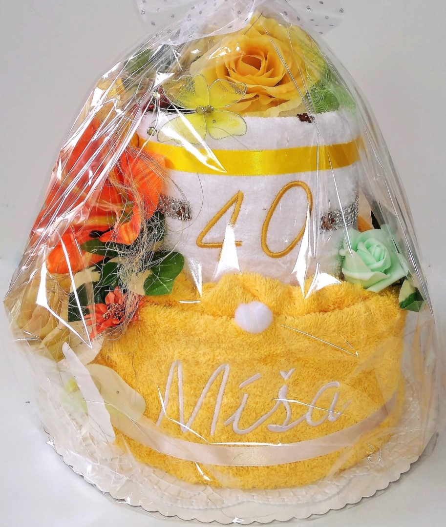 Textilní dort se jménem dvoupatrový