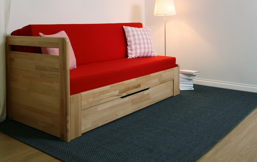 Levně BMB Postel TANDEM PLUS s vysokým levým čelem - IMITACE DŘEVA Rozměr: 90/170x200 cm, Dekor: Akát, Provedení rohů: Oblé