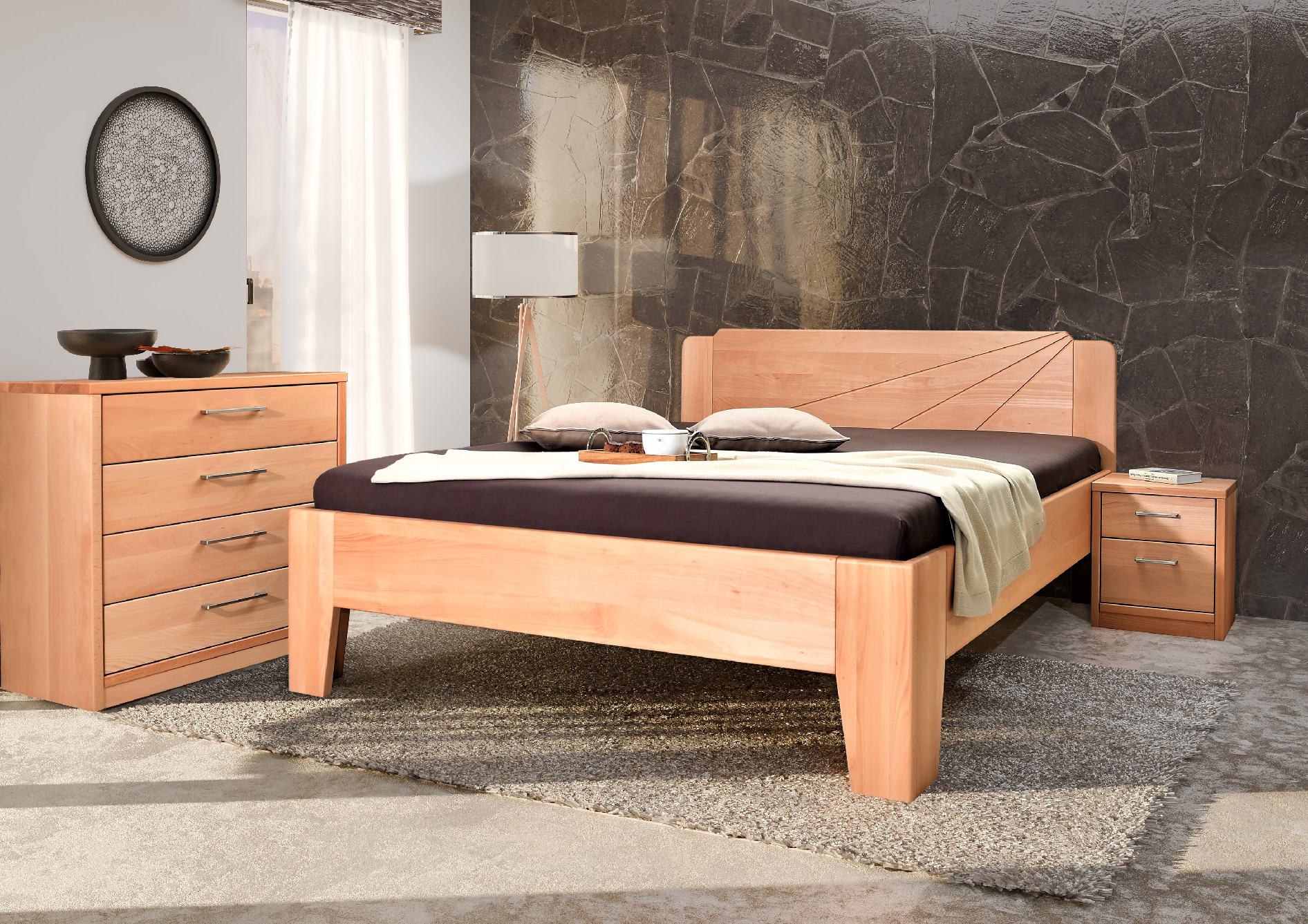 Levně Postel Kolacia design Kleopatra 1 - masiv buk Rozměr: 100x200 cm, Moření: Lak č. 10