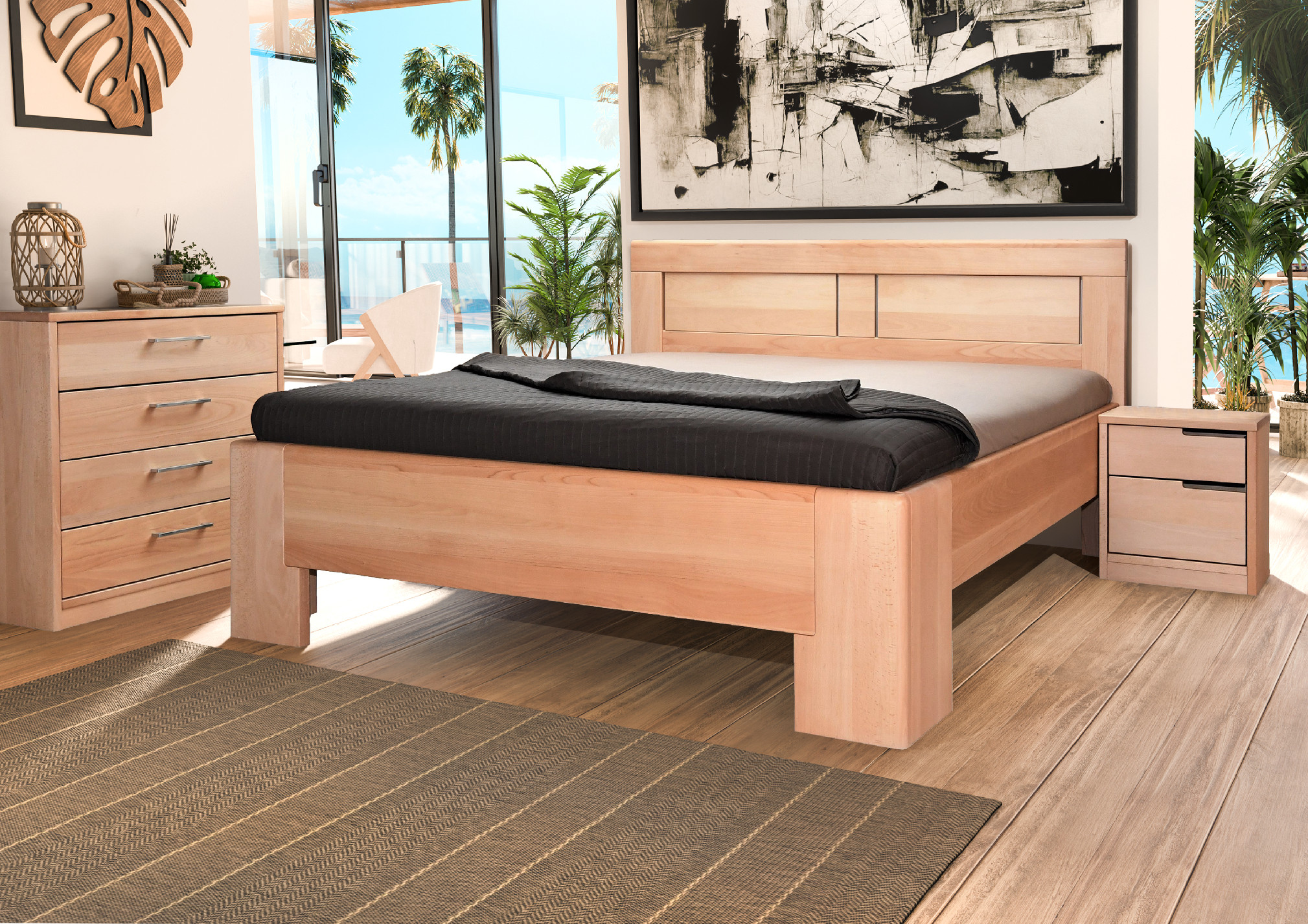 Levně Postel Kolacia design Hollywood 2 - masiv buk Rozměr: 100x200 cm, Moření: Lak č. 10