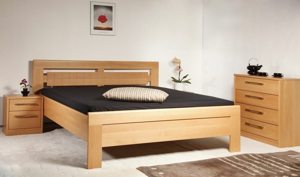 Postel Kolacia design Arleta 3 - masiv buk Rozměr: 180x200 cm, Moření: Lak č. 130