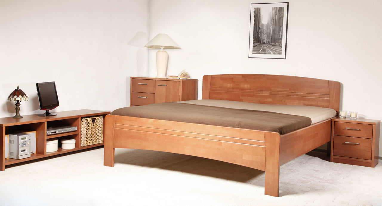 Levně Postel Kolacia design Evita 4 - masiv buk Rozměr: 100x200 cm, Moření: Lak č. 10