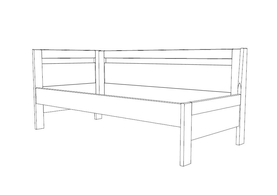 Levně Postel BMB Tina s vysokým s levým čelem - IMITACE DŘEVA Rozměr: 100x200 cm, Dekor: Akát, Provedení rohů: Oblé