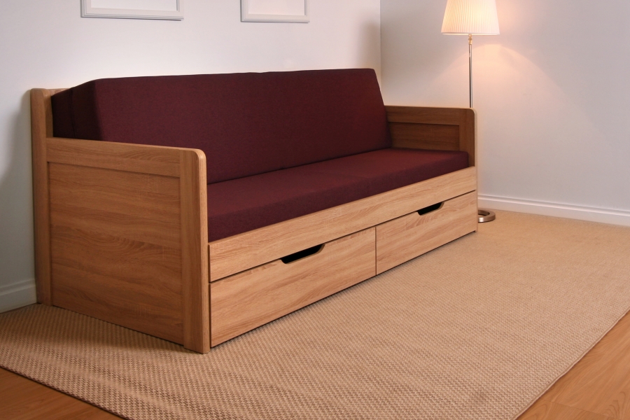 Levně BMB Postel TANDEM PLUS s područkami - IMITACE DŘEVA Rozměr: 90/170x200 cm, Dekor: Buk, Provedení rohů: Rovné