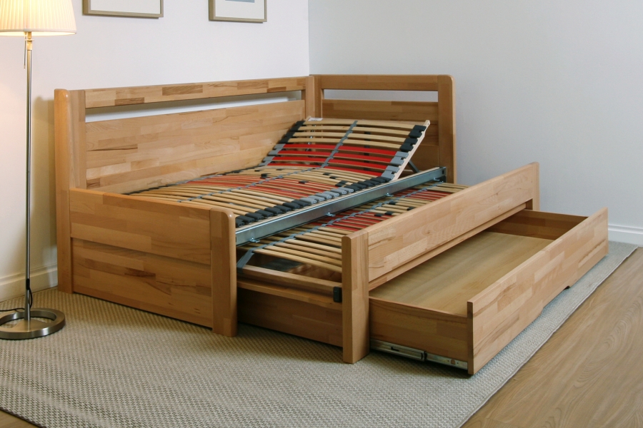 BMB Postel Tandem Ortho s vysokým pravým čelem - IMITACE DŘEVA Rozměr: 90/180x200 cm, Dekor: Akát, Provedení rohů: Rovné (obrázek 4)