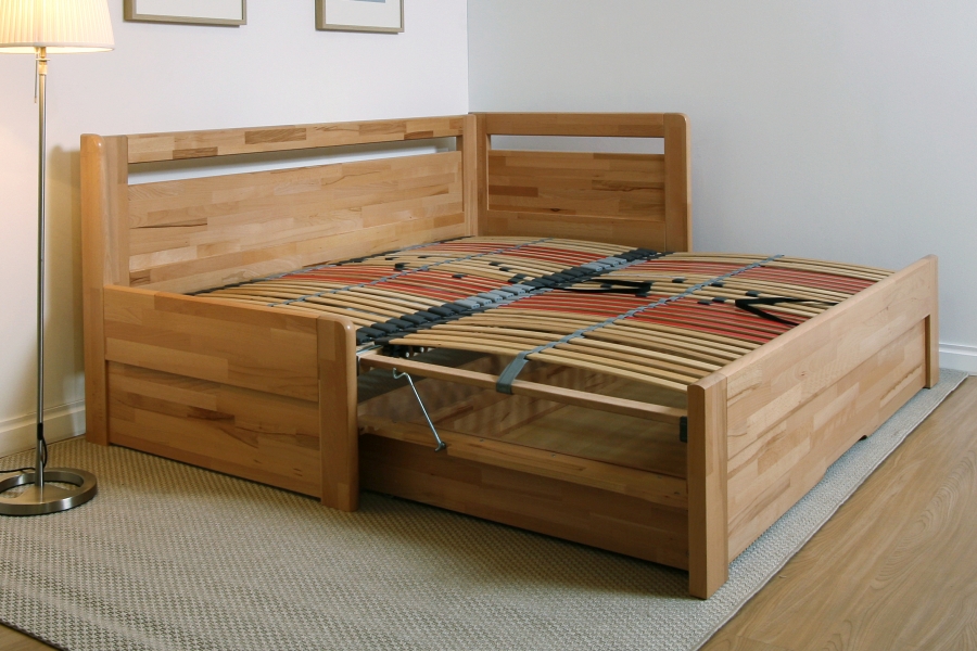 BMB Postel Tandem Ortho s vysokým pravým čelem - IMITACE DŘEVA Rozměr: 90/180x200 cm, Dekor: Akát, Provedení rohů: Rovné (obrázek 8)