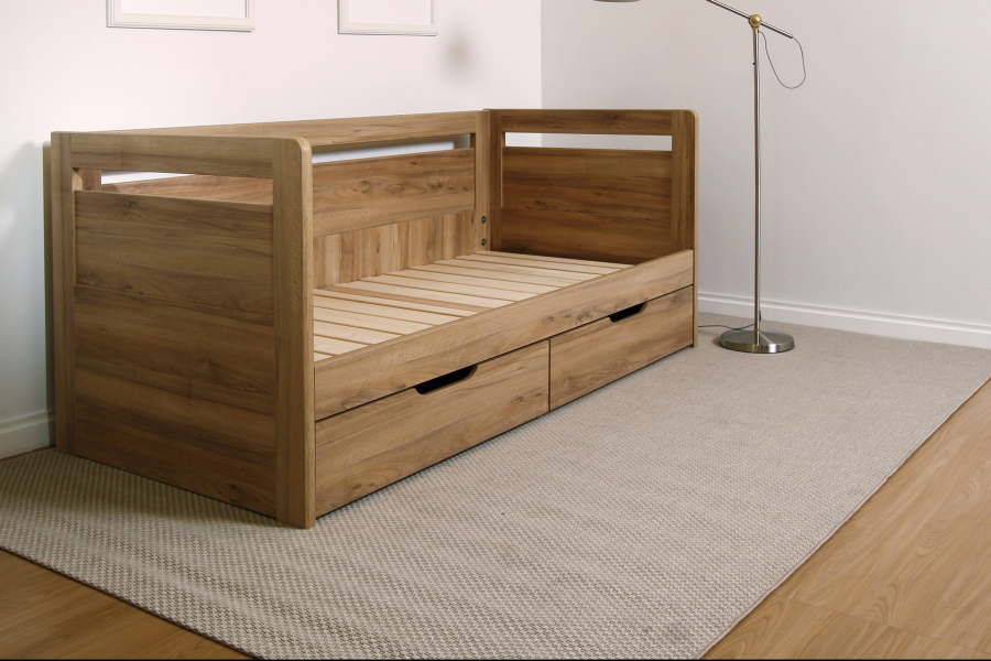 Levně BMB Postel Tandem Ortho s vysokými čely - IMITACE DŘEVA Rozměr: 90/180x200 cm, Dekor: dub šedý, Provedení rohů: Rovné