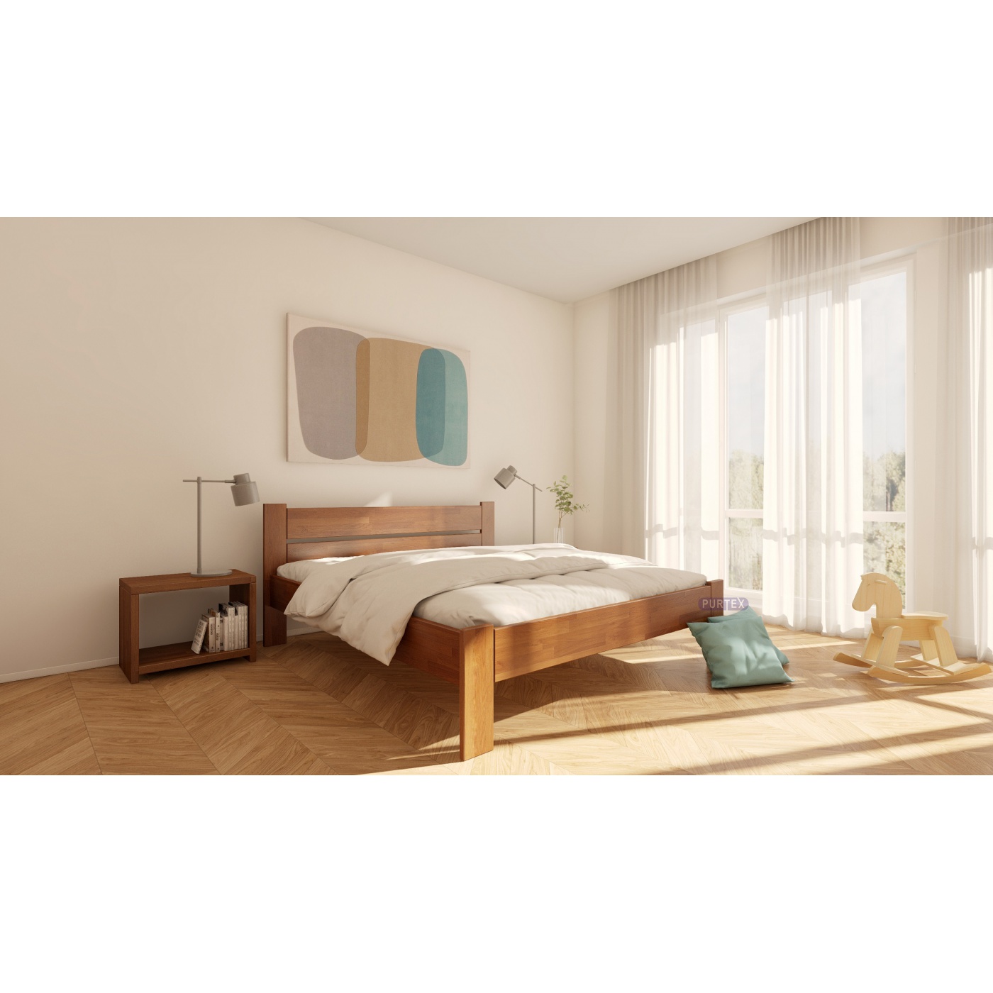 Levně Postel Purtex Sofia Rozměr: 160x200 cm, Materiál: Buk, Moření: Bílá