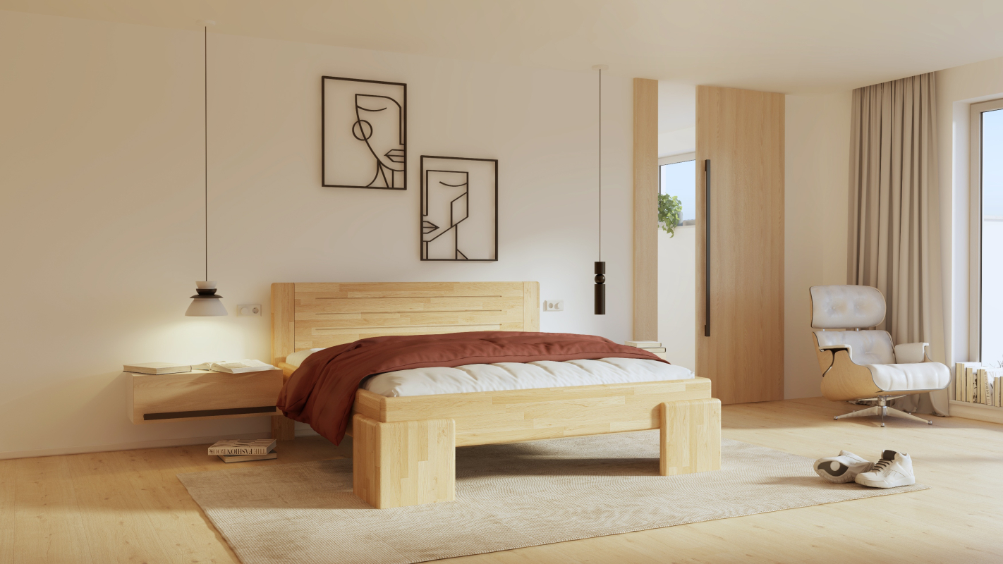 Levně Postel Purtex Kona Rozměr: 160x200 cm, Materiál: Buk, Moření: Bílá