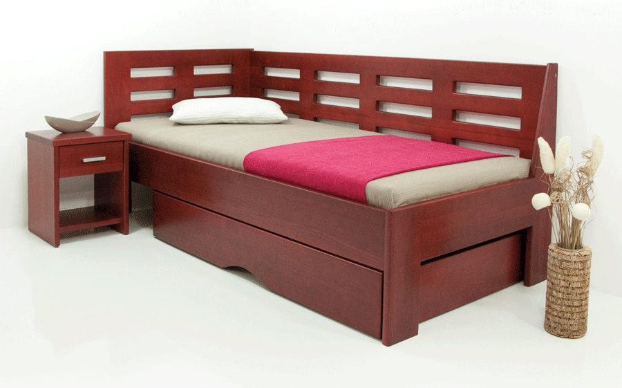 Levně Postel GWdesign Kamila II Pravá Rozměr: 100x200 cm, Moření: Dub-D0