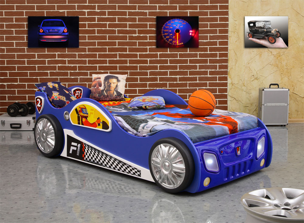 Levně Dětská postel Monza auto modrá