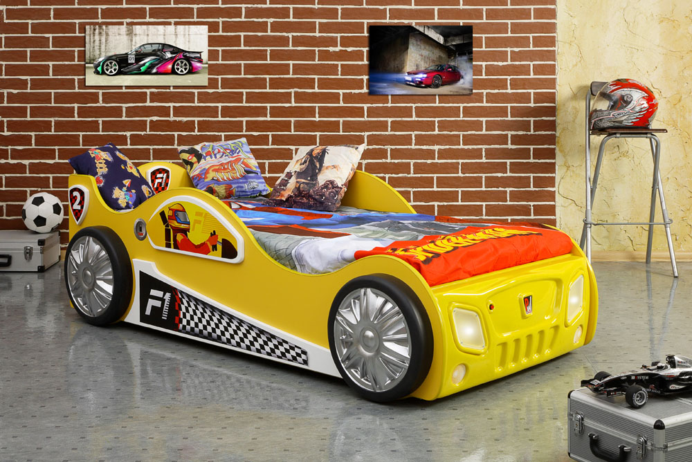 Levně Dětská postel Monza auto žlutá