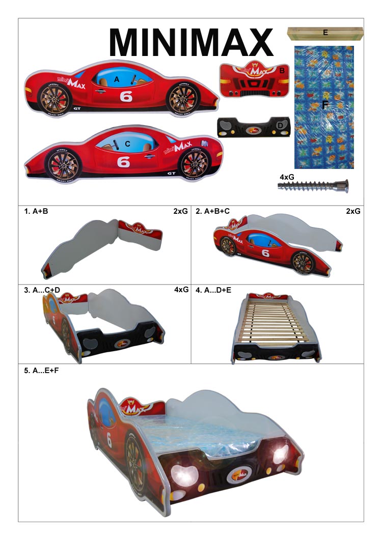 dětská postel auto minimax červený (obrázek 4)