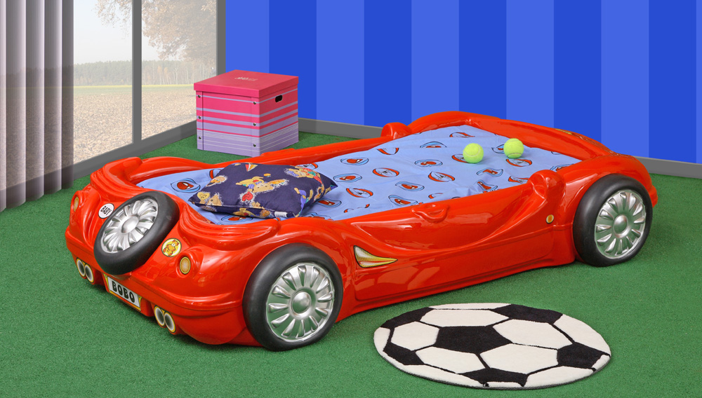 Dětská auto postel BOBO červená (obrázek 3)