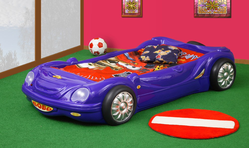 Dětská auto postel BOBO modrá (obrázek 3)