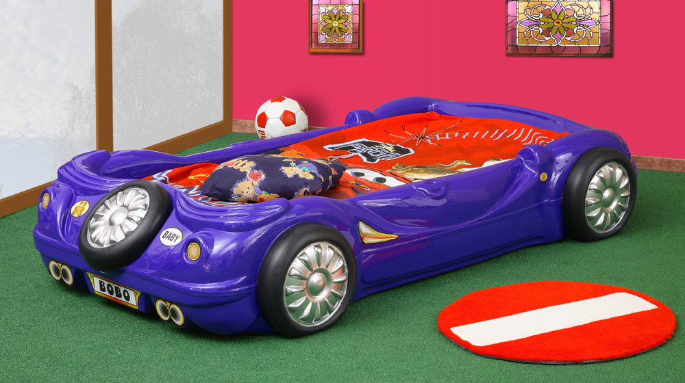 Dětská auto postel BOBO modrá (obrázek 4)