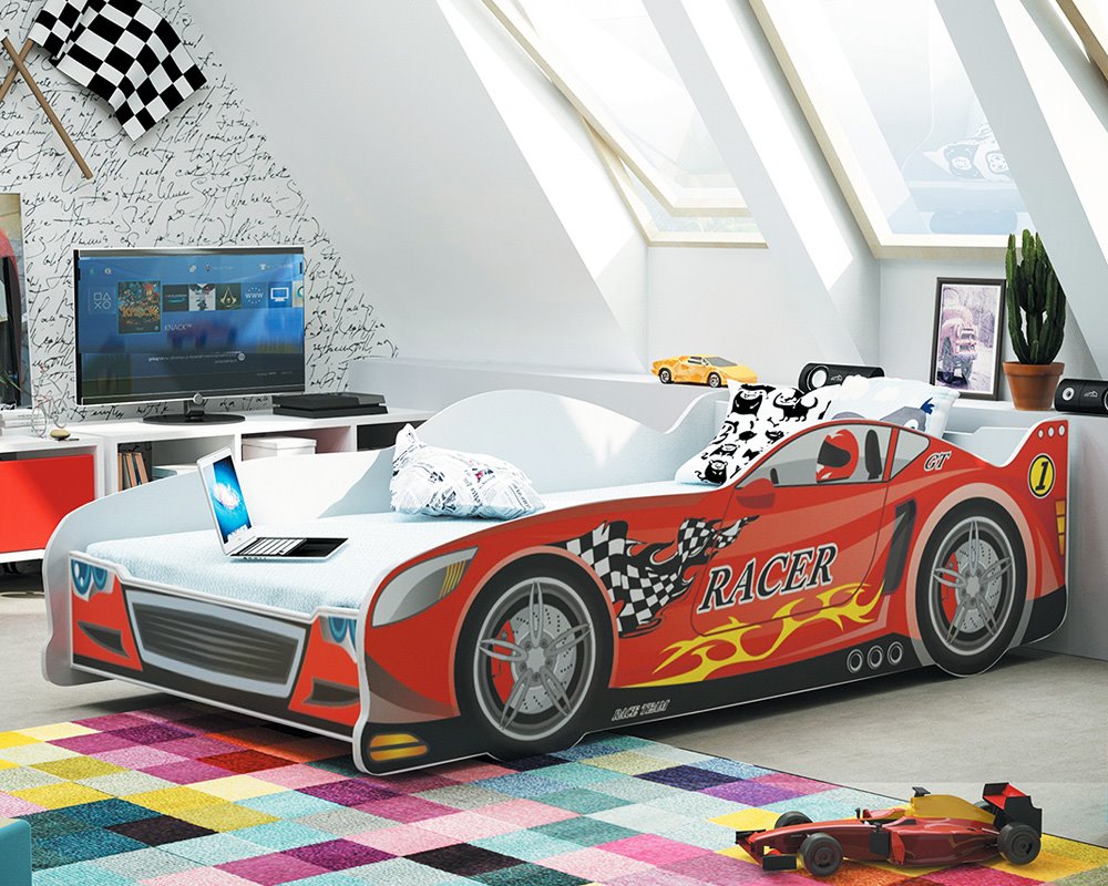 Levně Dětská postel Cars Rozměr: 80x160 cm, Barva výplně: červená