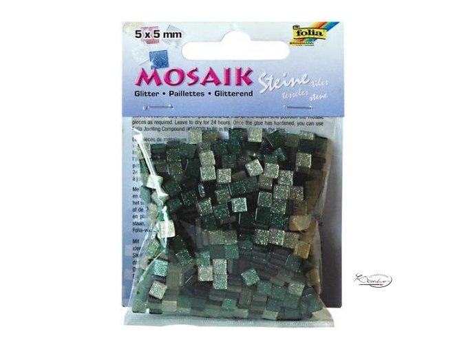 Mozaika plastová Třpytivá 5 x 5 mm - Zelený mix