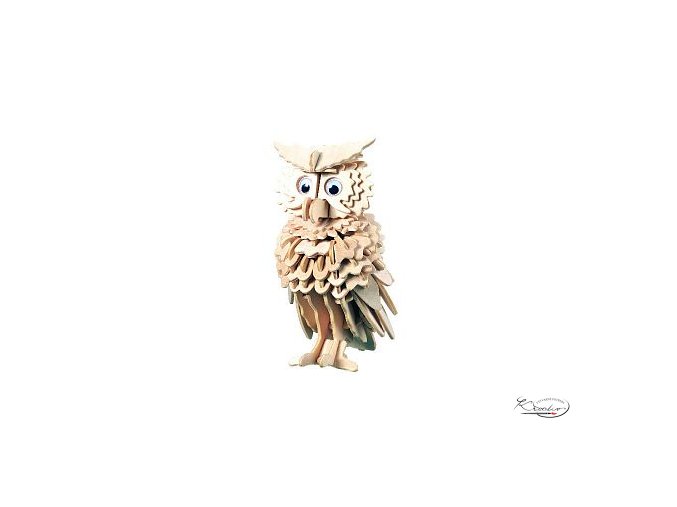 Dřevěná skládačka 3D puzzle - Owl