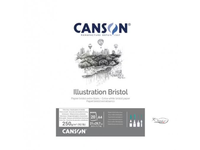 bloc de 20 papiers bristol a4 canson extra blanc 250g