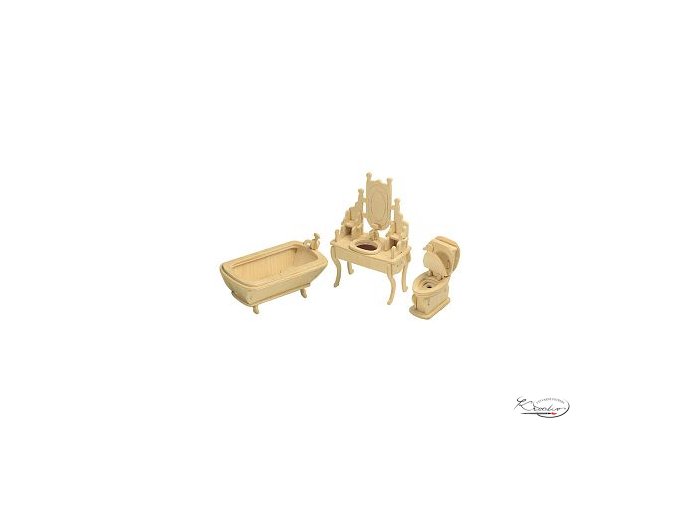 Dřevěná skládačka 3D puzzle - Koupelna