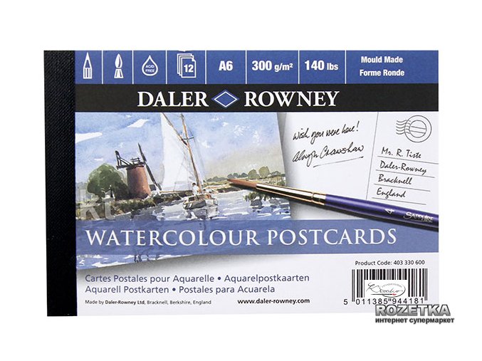 Blok akvarelových pohlednic Daler Rowney A6