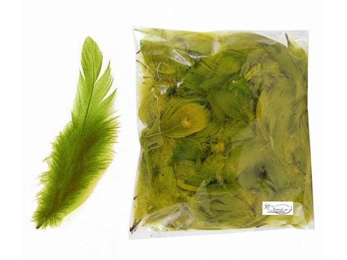 Peří dekorační 10g - Olivové