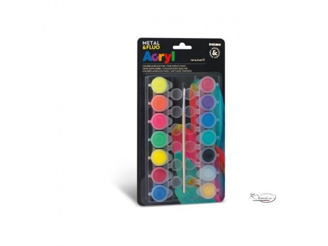 Akrylové barvy Primo Fluo +Metal 14 x 4,5ml