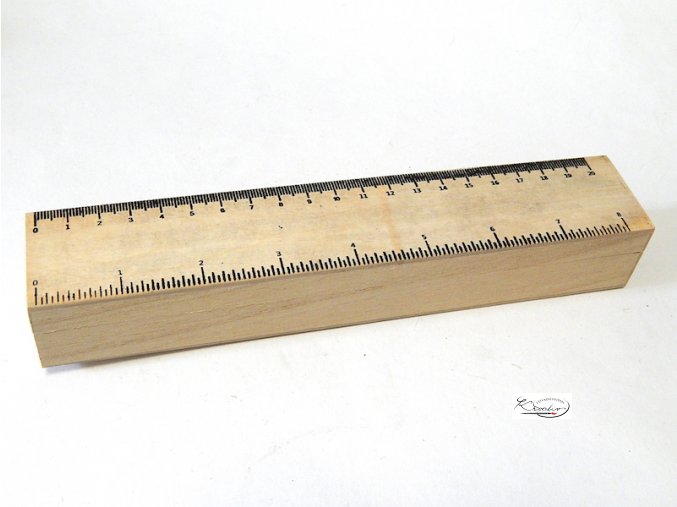 Dřevěná krabička, kvádr / potisk pravítka 21,1 x 4 x 3,2 cm