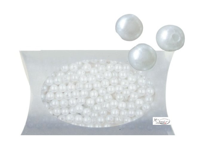 Plastové perličky s dírkou 5 mm - perleťové / 33 g