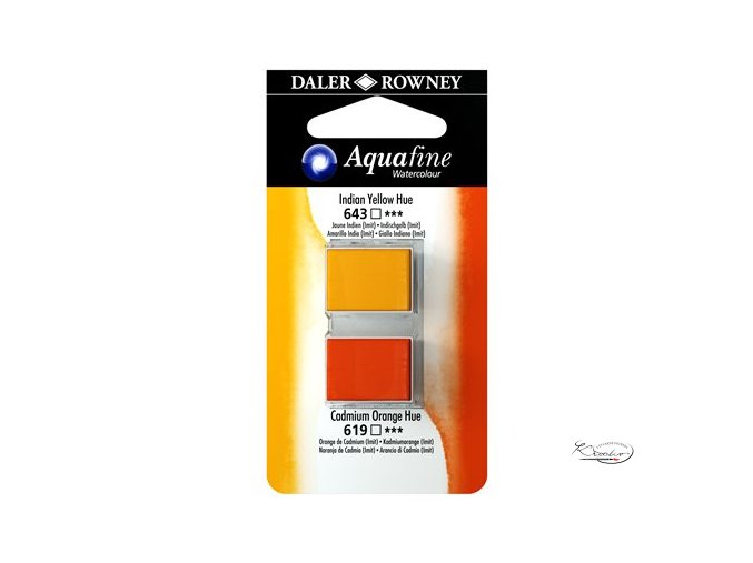 Umělecká akvarelová barva DR Aquafine - indiánská žlutá / kadmium oranž 643 / 619