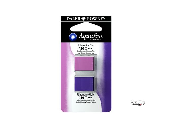Umělecká akvarelová barva DR Aquafine - Ultramarine růžový / Ultramarine fialový 420 / 419