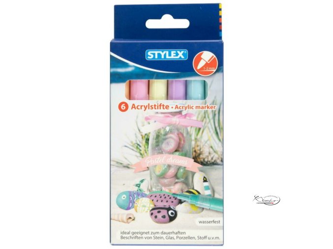 Akrylové popisovače Stylex 6 - pastelové