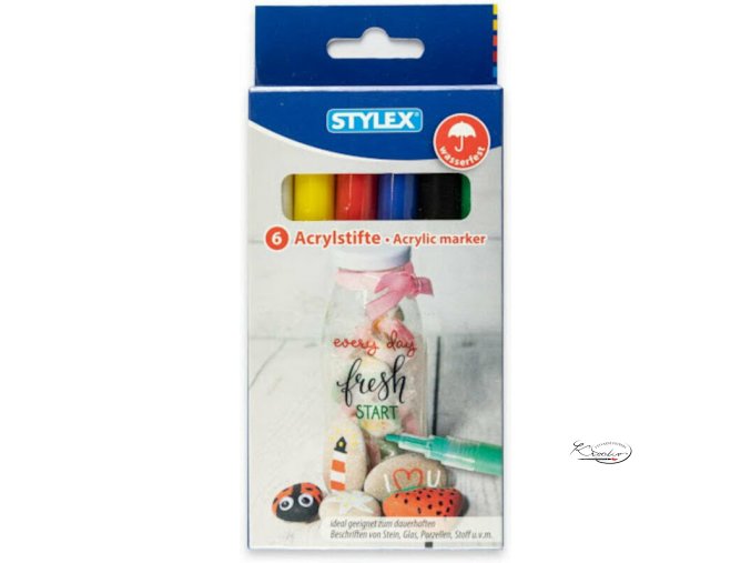 Akrylové popisovače Stylex 6 - základní barvymain fdc86896