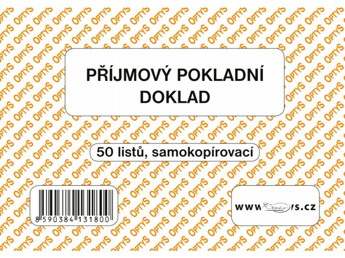 Příjmový doklad A6, jednoduchý, samopropisovací, 50 listů