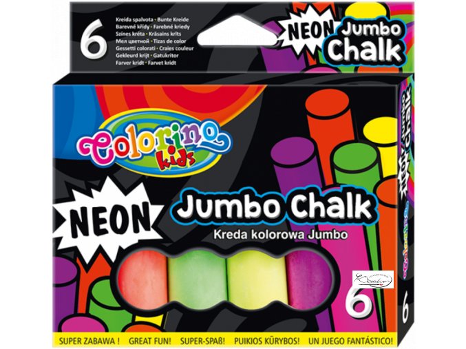 Křídy chodníkové Colorino Neon Jumbo 6 ks