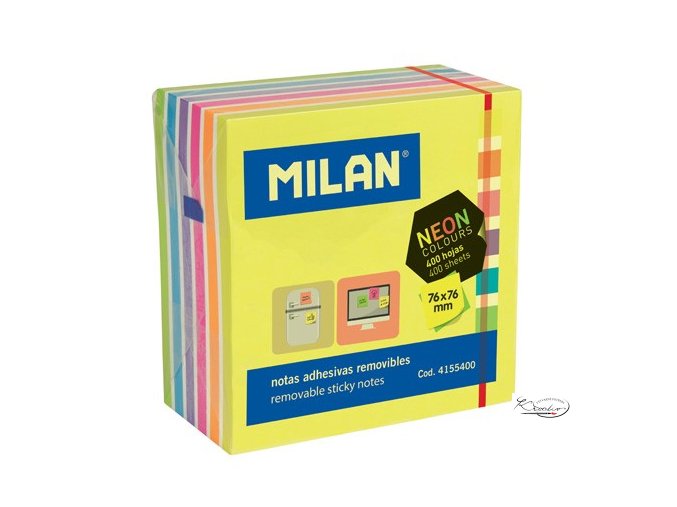 Bloček lepící MILAN Neon kostka 76 x 76 mm 400 l.