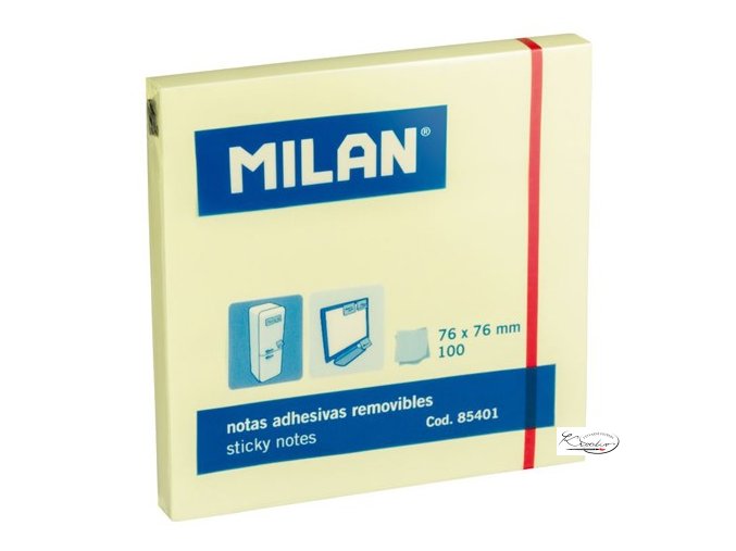 Samolepící bloček Milan 76 x 76 mm - Žlutý světle