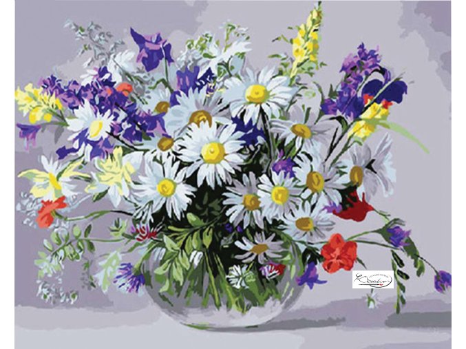 Malování podle čísel na rámu 40 x 50 cm - Luční kytice